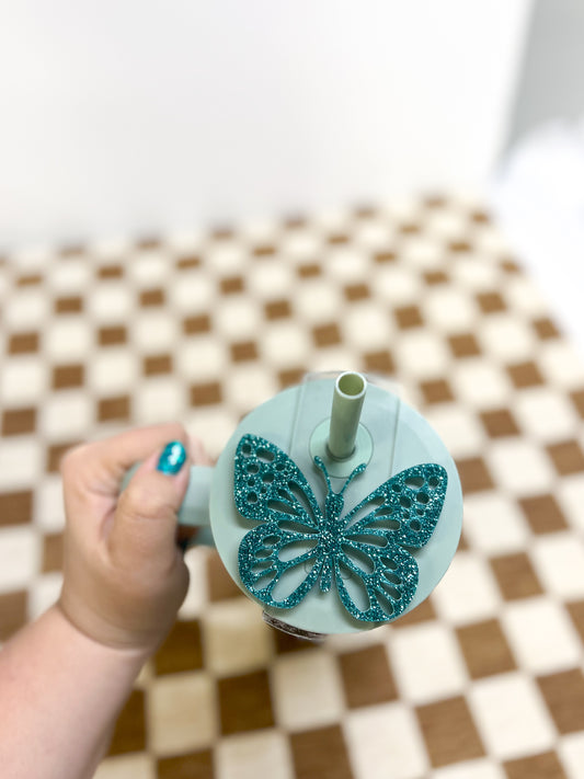 Turquoise Glitter Butterfly Topper