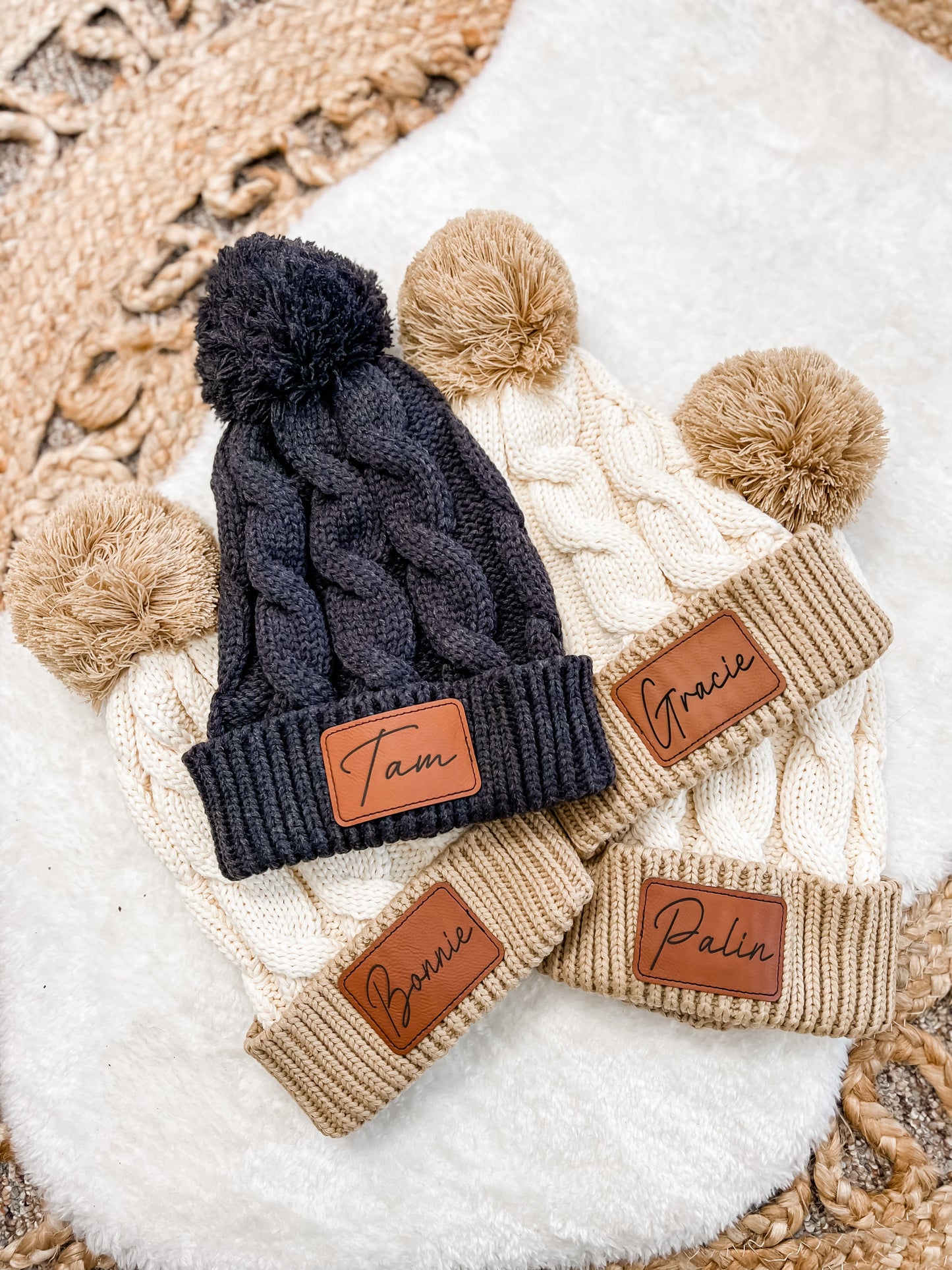 Chunky Knit Name Beanies